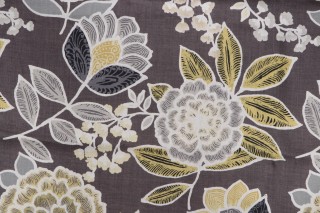 Thibaut Sulu F913010 Printed Linen Drapery Fabric in Charcoal