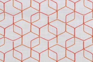 Leipsic Backed Embroidered Outdoor Fabric in Coral