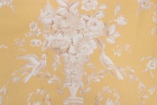 Thibaut Robin F91319 Printed Cotton Drapery Fabric in Gold
