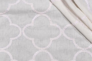 Thibaut Mara W716001 Sheer Embroidered Drapery Fabric in White