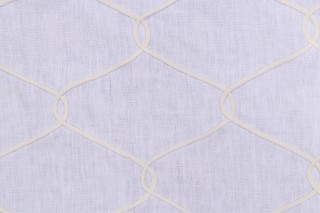 Anna French Theresa Trellis AW7853 Embroidered Drapery Fabric in White for Thibaut