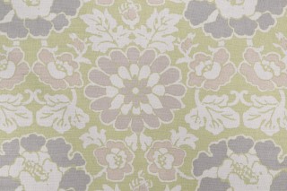 Anna French Shima AF2586 Printed Linen Blend Drapery Fabric in Apple Green for Thibaut