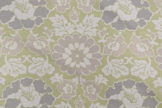 Anna French Shima AF2586 Printed Linen Blend Drapery Fabric in Apple Green for Thibaut