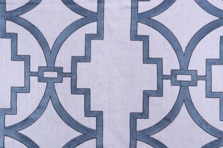 Anna French Songyue W736144 Embroidered Drapery Fabric in Blue for Thibaut