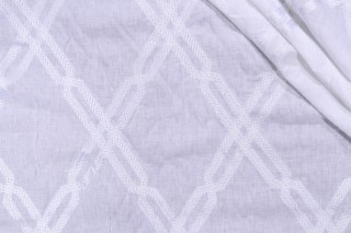 Thibaut Fusion Trellis W736150 Semi-Sheer Embroidered Linen Drapery Fabric in White