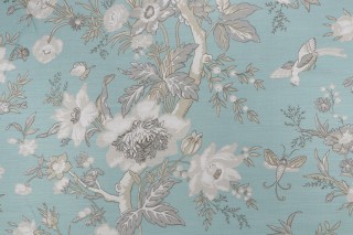 Thibaut Nemour F936130 Printed Linen Blend Drapery Fabric in Aqua 
