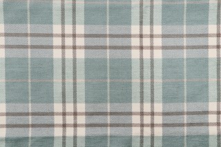 Thibaut Percival Plaid W80082 Woven Chenille Upholstery Fabric in Aqua