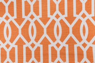 Thibaut Downing Gate F916049 Printed Linen Blend Drapery Fabric in Tangerine