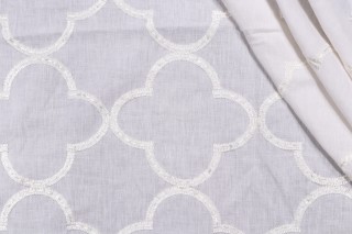 Thibaut Mara W716001 Embroidered Drapery Fabric in White