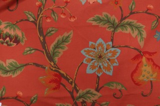 Thibaut Baron F91306 Printed Cotton Drapery Fabric in Red