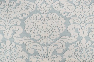 Thibaut Trelawny Damask F914217 Printed Linen Blend Drapery Fabric in Aqua