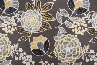 Thibaut Sulu F913010 Printed Linen Drapery Fabric in Charcoal