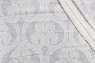 Thibaut Clovis W714263 Sheer Embroidered Linen Drapery Fabric in Off-White