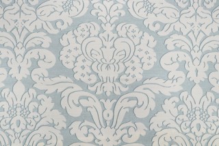 Thibaut Trelawny Damask F914217 Printed Linen Blend Drapery Fabric in Aqua