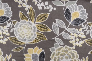 Thibaut Sulu F913010 Printed Linen Drapery Fabric in Charcoal