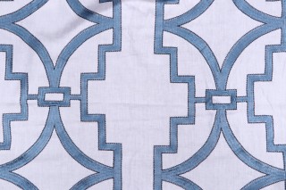 Anna French Songyue W736144 Embroidered Drapery Fabric in Blue for Thibaut