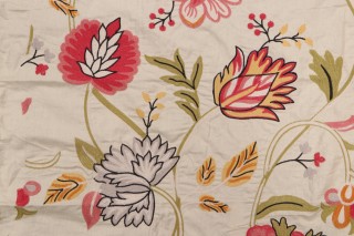 Anna French Cayman W72780 Crewel Embroidered Drapery Fabric in Cream for Thibaut