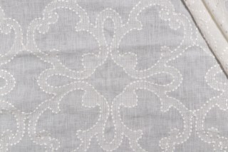 Thibaut Park Slope W764118 Sheer Linen Embroidered Drapery Fabric in White