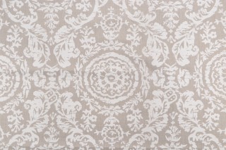 Thibaut Sansome F94155 Printed Linen Blend Drapery Fabric in White on Natural
