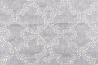 Thibaut Park Slope W764118 Embroidered Linen Drapery Fabric in White