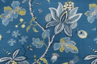 Thibaut Donegal F913002 Printed Linen Blend Drapery Fabric in Peacock Blue