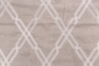 Thibaut Fusion Trellis W736148 Embroidered Linen Drapery Fabric in Natural