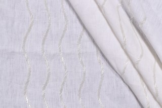 Thibaut Petrol AW9110 Bead Embroidered Drapery Fabric in White