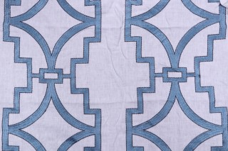 1 Yard Anna French Songyue W736144 Embroidered Drapery Fabric in Blue for Thibaut