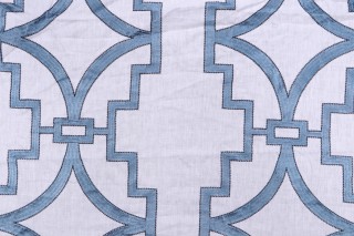 Anna French Songyue W736144 Embroidered Drapery Fabric in Blue for Thibaut