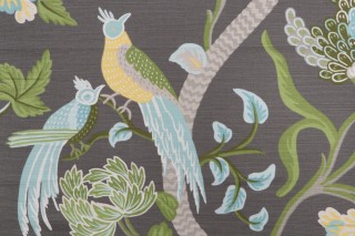 Thibaut Janta Bazaar F964157 Printed Linen Blend Drapery Fabric in Charcoal