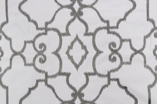 Thibaut Ogden W714213 Embroidered Cotton Drapery Fabric in Dark Grey
