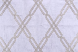 1 Yard Thibaut Fusion Trellis W736149 Embroidered Linen Drapery Fabric in Grey