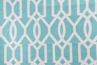 Thibaut Downing Gate F916046 Printed Linen Blend Drapery Fabric in Turquoise