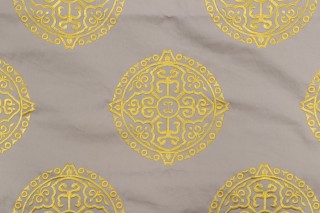 Thibaut Halie W736100 Embroidered Drapery Fabric in Grey and Lemon