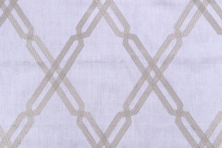 Thibaut Fusion Trellis W736149 Embroidered Linen Drapery Fabric in Grey