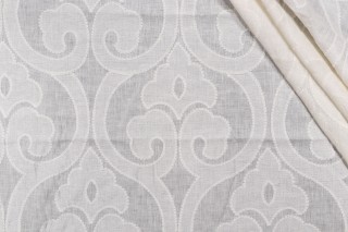 Thibaut Clovis W714263 Embroidered Linen Drapery Fabric in Off-White