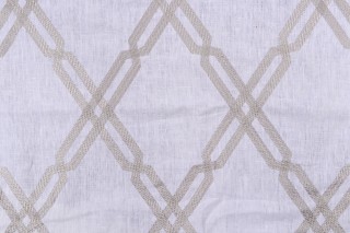 Thibaut Fusion Trellis W736149 Embroidered Linen Drapery Fabric in Grey