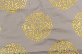 Thibaut Halie W736100 Embroidered Drapery Fabric in Grey and Lemon