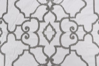 Thibaut Ogden W714213 Embroidered Cotton Drapery Fabric in Dark Grey