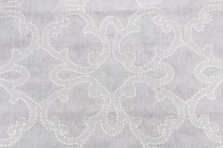 Thibaut Park Slope W764118 Sheer Embroidered Linen Drapery Fabric in White