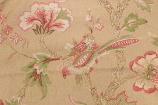 Thibaut Shrewsbury F9146 Printed Linen Blend Drapery Fabric in Camel