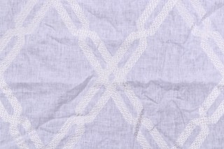 Thibaut Fusion Trellis W736150 Embroidered Linen Drapery Fabric in White