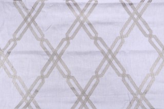 1 Yard Thibaut Fusion Trellis W736149 Embroidered Linen Drapery Fabric in Grey