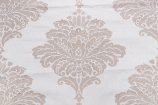 Thibaut Arturo Damask W713017 Embroidered Drapery Fabric in Grey on White