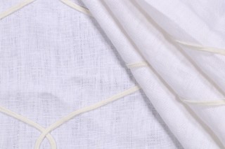 Thibaut Theresa Trellis AW7853 Embroidered Drapery Fabric in White
