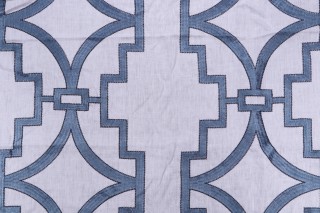 Anna French Songyue W736144 Embroidered Drapery Fabric in Blue for Thibaut