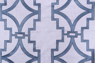 Anna French Songyue W736144 Embroidered Drapery Fabric in Blue for Thibaut
