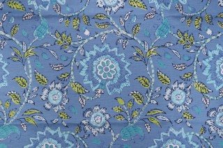 Thibaut Sevita F964109 Printed Linen Blend Drapery Fabric in Blue and Green