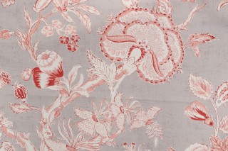 Thibaut Rittenhouse F94147 Printed Linen Drapery Fabric in Red on Linen