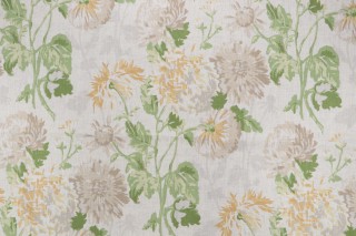 Thibaut Longwood F94130 Printed Linen Drapery Fabric in Yellow and Beige